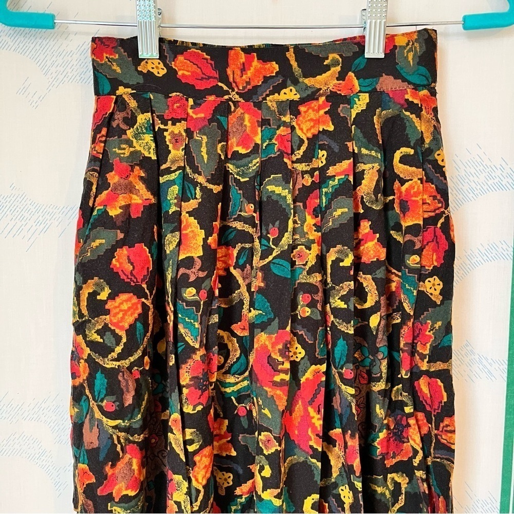 VINTAGE 90s Briggs floral pattern pleated elastic waist skirt extra small small
